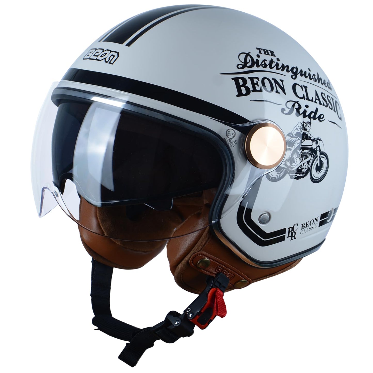 Open Face Motorcycle Helmet for Adults, DOT Approved,3/4 Retro Vespa Helmet, Dual Visors Men's and Women's Motorbike Casco for Moped Cruiser Bobber and Chopper