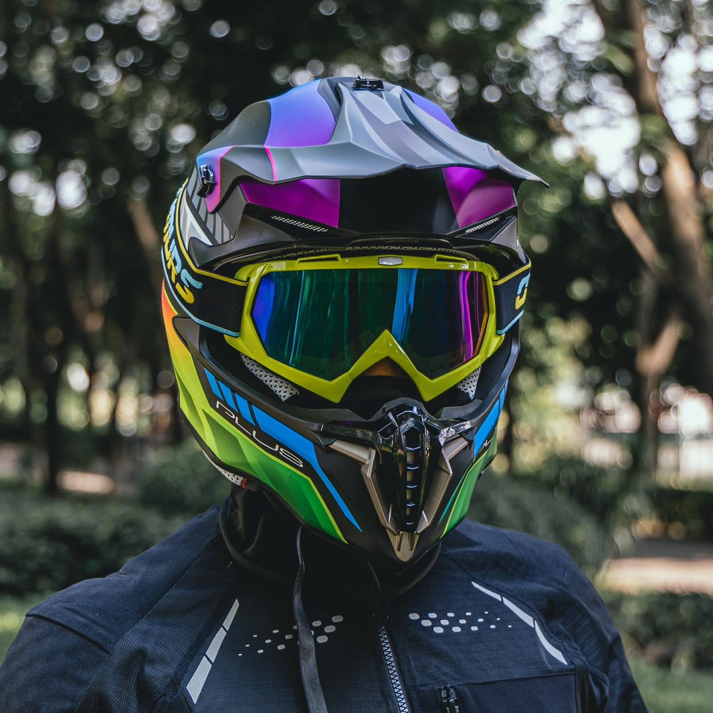 Adult ATV Dirt Bike Helmet with Goggles Gloves & Mask Quick Release Buckle Adjustable Sun Visor Motorcycle Adult Helmet Off-Road Motocross Downhill Moped MX for Unisex-Adult