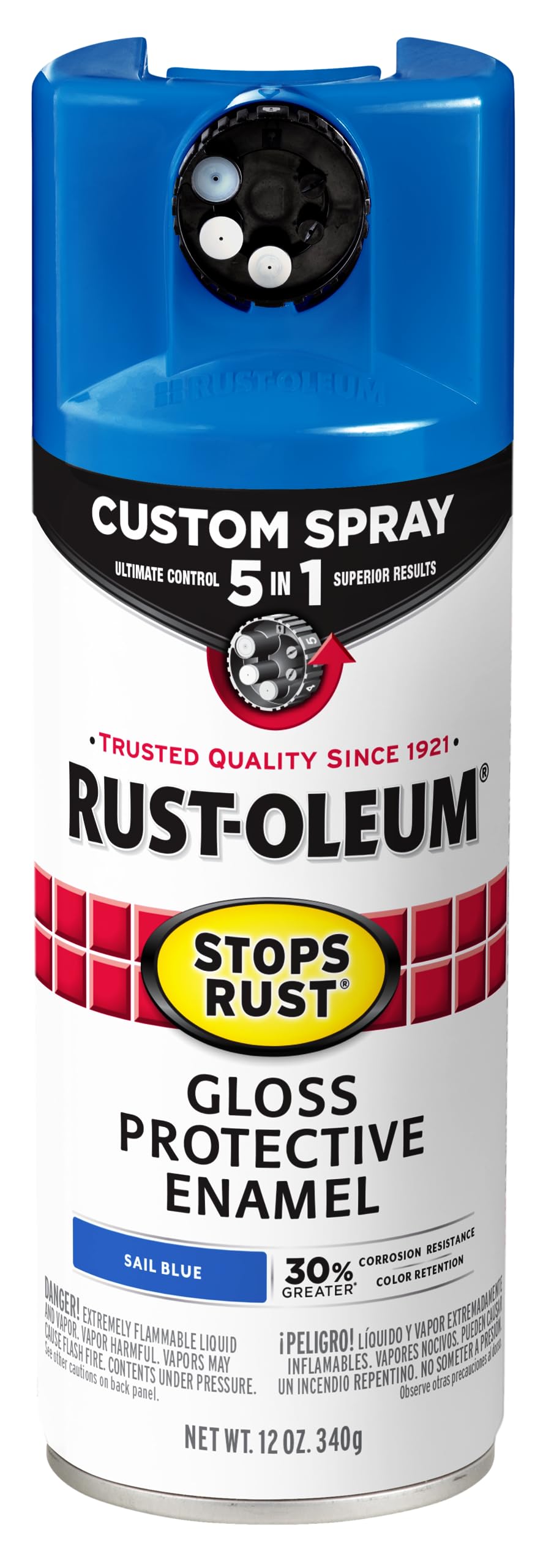 Rust-Oleum 376892 Stops Rust Custom Spray 5-in-1 Spray Paint, 12 oz, Gloss Leather Brown