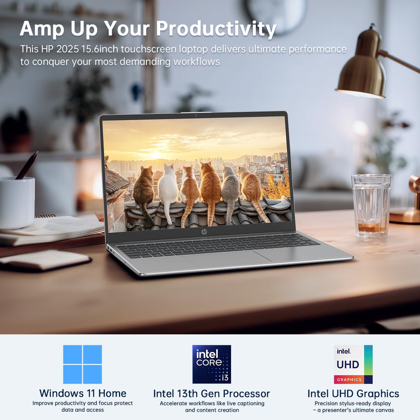 HP Laptop Computer, 15.6" Touchscreen Laptop for Business & Student,13th Gen Intel Processor (up to 4.50 GHz),32GB RAM,1TB SSD,Numeric Keypad,FP Reader,WiFi 6E,w/Accessory,Lifetime Office,Win 11 Pro