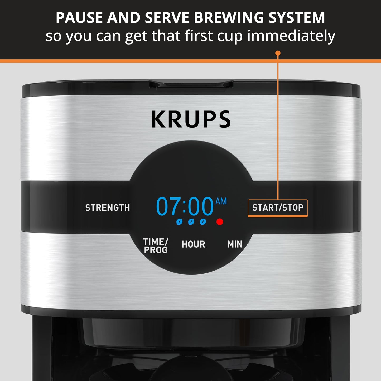 KRUPS Newer Model Drip Coffee Maker, 10-Cup, Silver