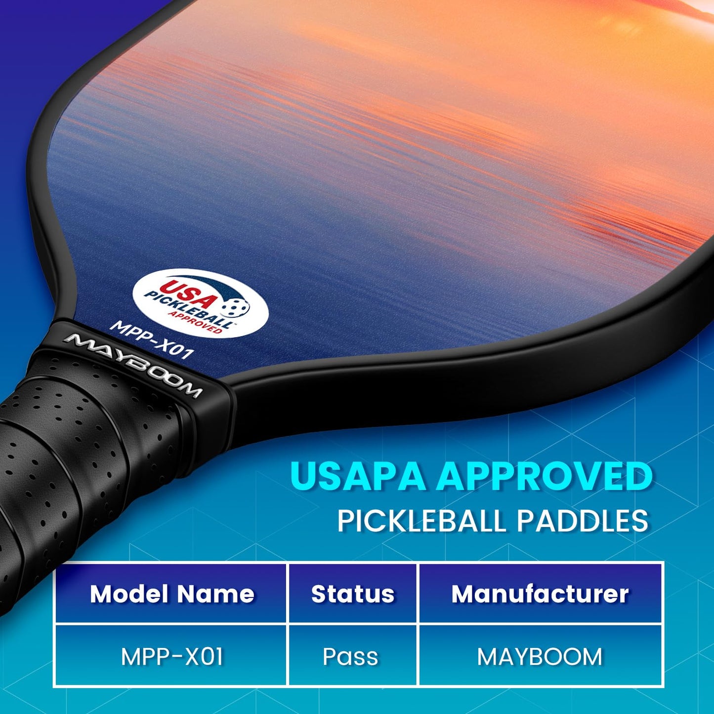 Pickleball Paddles Set of 2 or 4, USAPA Approved Pickleball Set with 4 Pickleball Balls and Pickleball Bag, Fiberglass Pickle Ball Rackets 2 Pack for Beginner(Meteor)