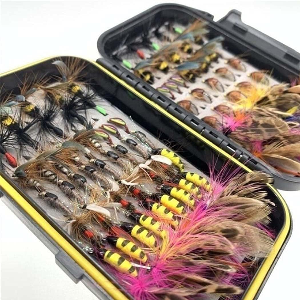 Fly Fishing Flies Kit, 50/114Pcs Handmade Fly Fishing Gear with Dry/Wet Flies, Streamers, Fly Assortment Trout Bass Fishing with Fly Box (114Pcs/Set-11 Mixed Styles)