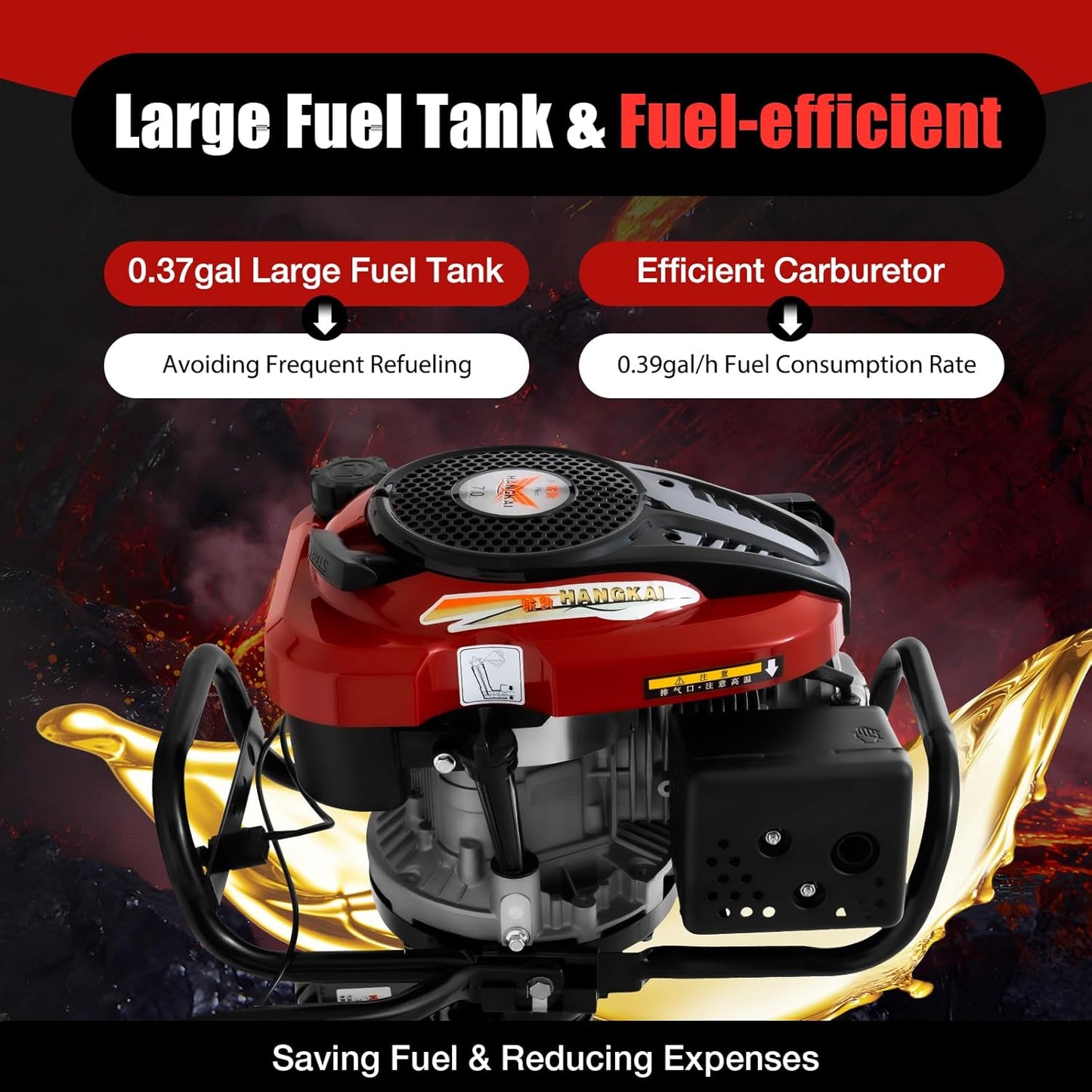 7HP 4-Stroke Outboard Motor, Boat Motor Engine for Inflatable Fishing with Air Cooling System, Dinghies Motor Engine 196cc Long Shaft Single Cylinder TCI Ignition