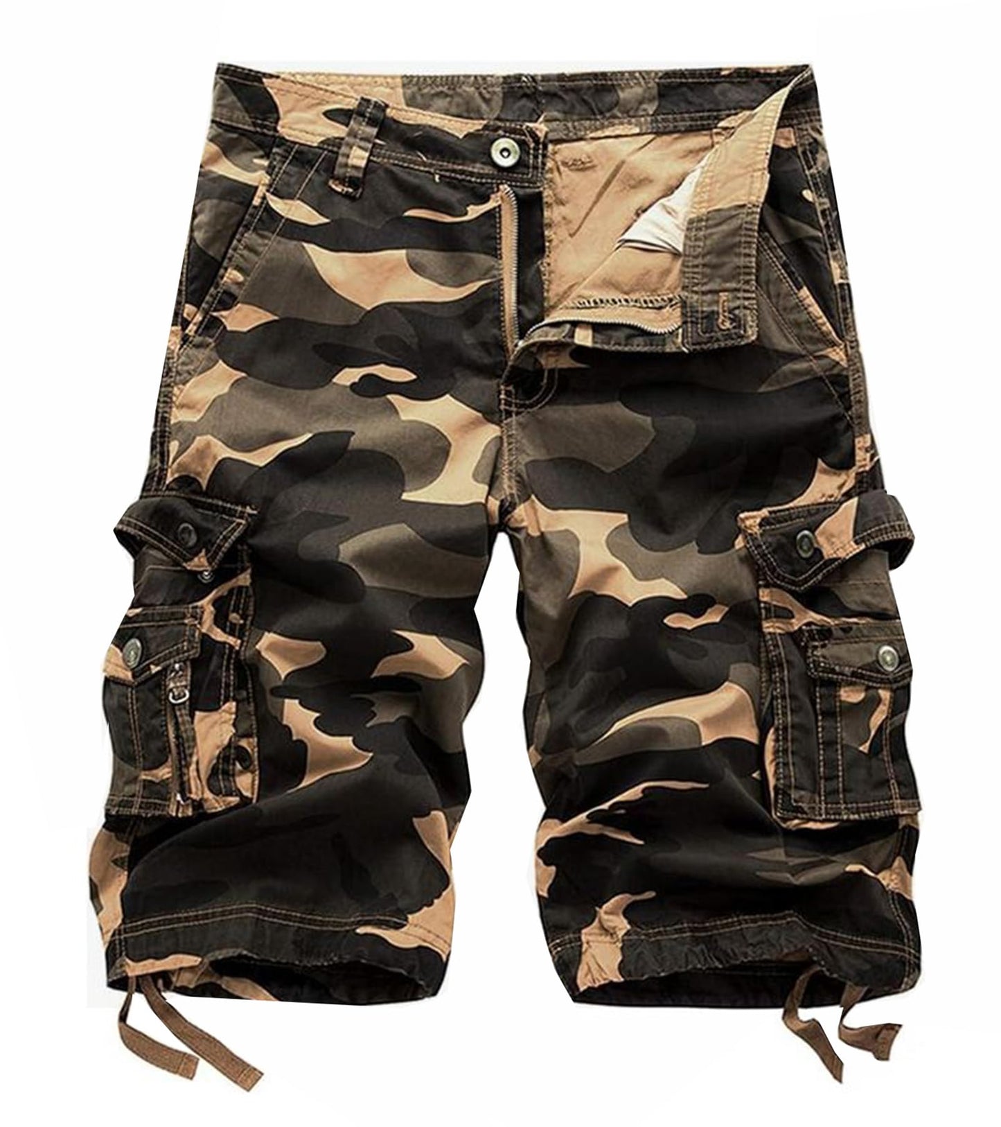 Men's Camo Cargo Shorts Relaxed Fit Multi-Pocket Outdoor Camouflage Cargo Shorts Cotton