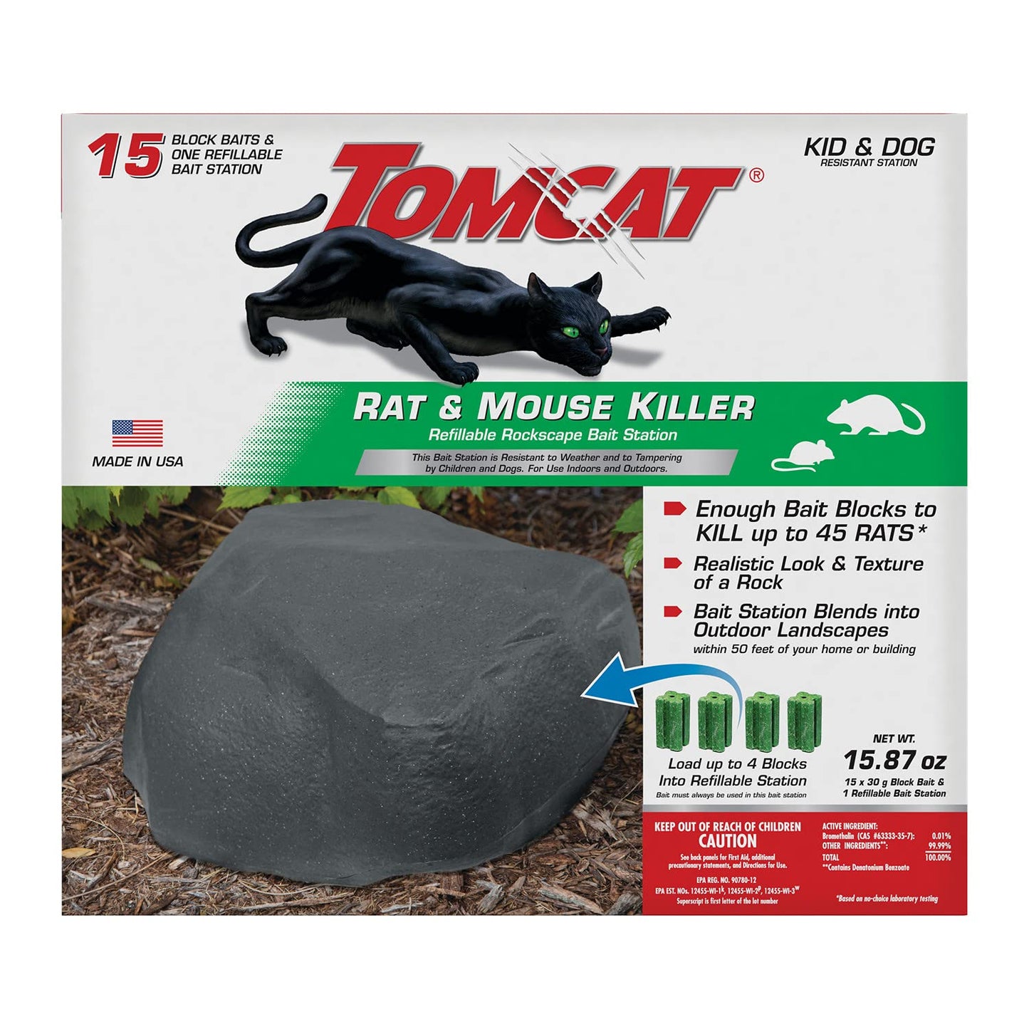 Tomcat with Bromethalin Bait Chunx Pail, Rat and Mice Control for Agricultural Use and Professional Applicators, 4 lbs. 2-Pack