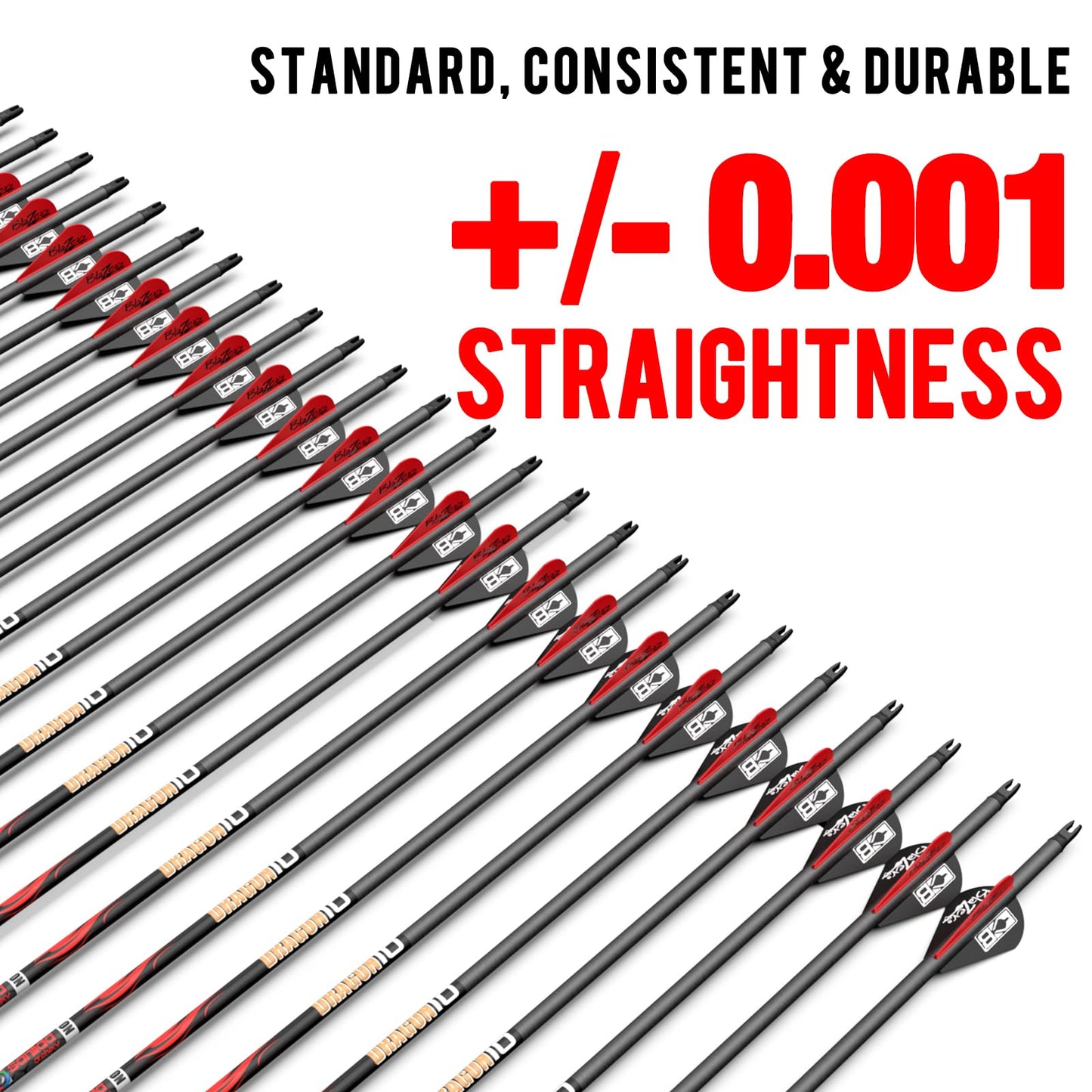 sanlida 100% Pure Carbon Arrows, 0.001"/0.003"/0.006", Buy 12 Get 12 Free/Buy 6 Get 6 Free!10 Spines Deflection for Compound Bow & Recurve Bows (12PCS / 24PCS)