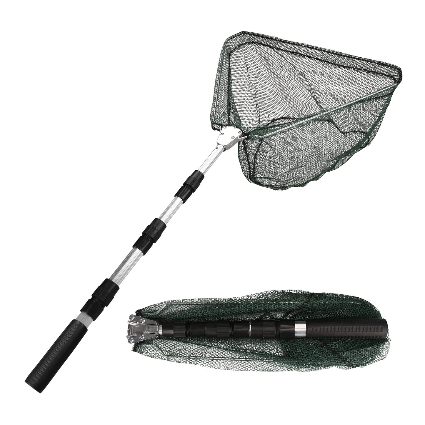 Yeahmart Fishing Net Minnow Nets with Aluminum Collapsible Telescopic Fishing Pole Handle and Nylon Mesh, Small Fishing Landing Net for Saltwater Freshwater, Kids, Men, Women, Extends to 21-75 inch