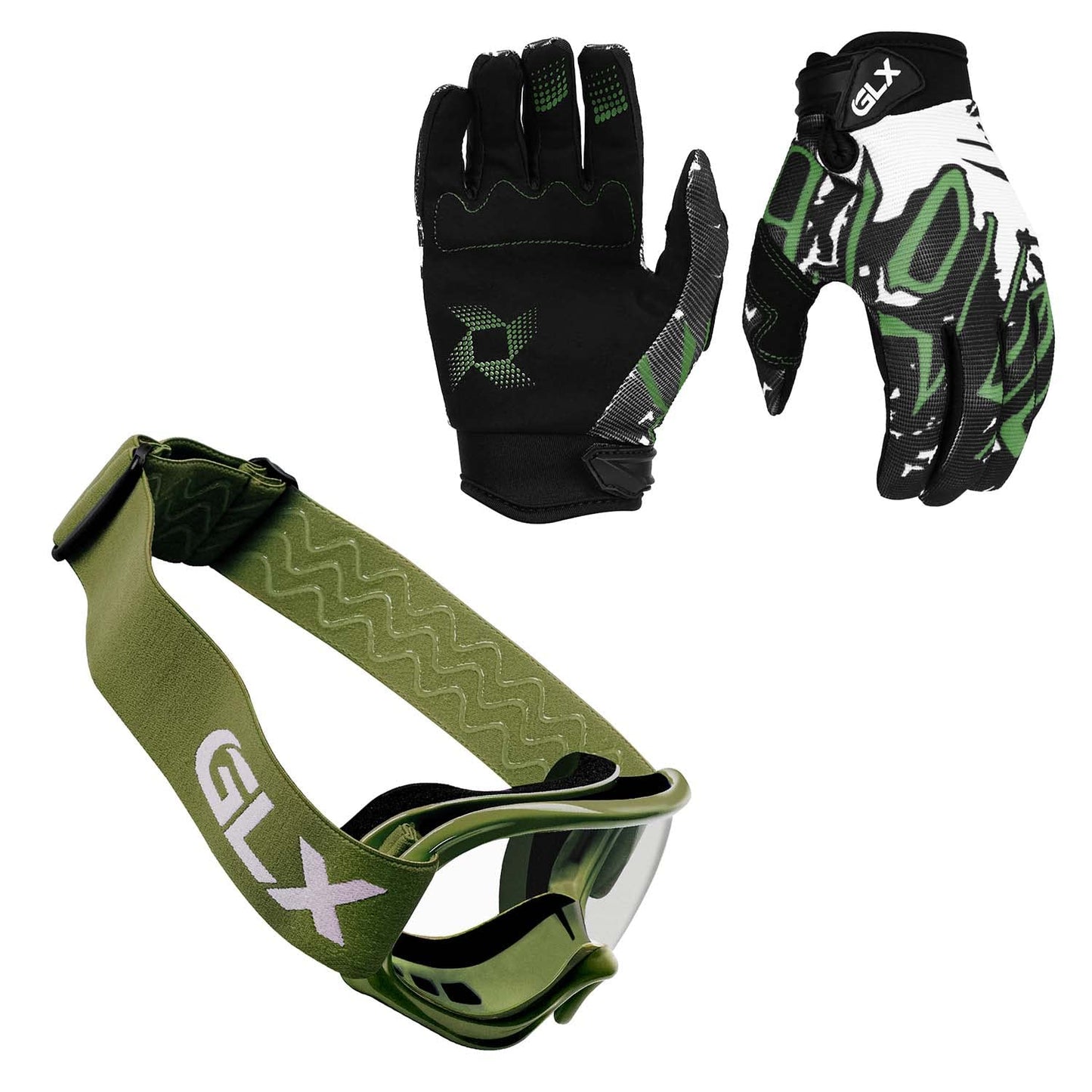 GLX GX623 Youth ATV/Dirt Bike Helmet Combo - Retro Green, Large - DOT