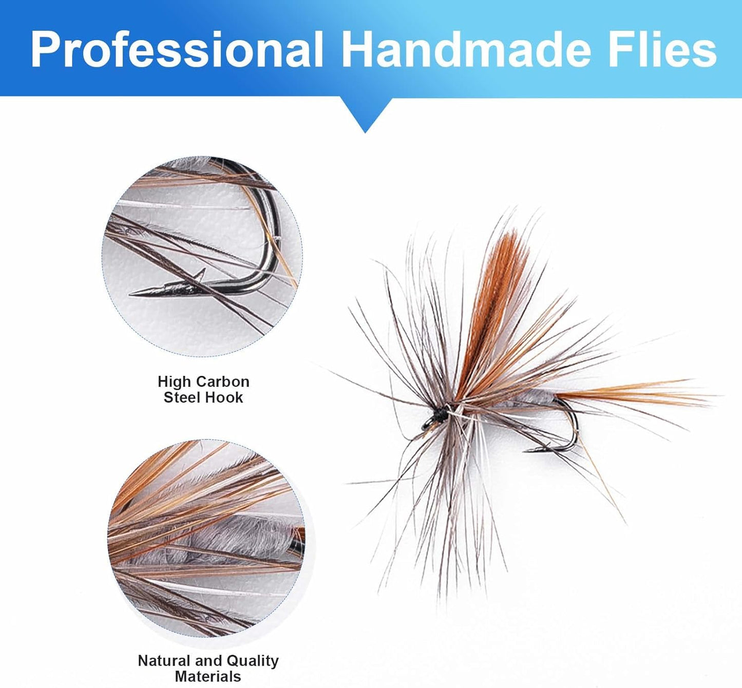 36 pcs Fly Fishing Flies Kit, Hand Tied Trout Bass Fly Assortment with Fly Box, Dry Wet Nymph Flies Streamers Fly Fishing Lures