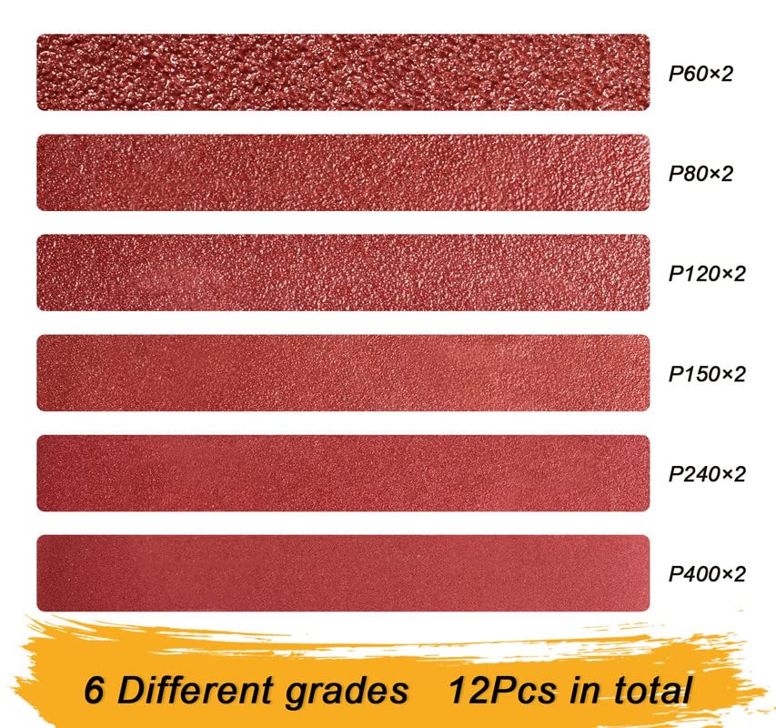 S SATC 3x18 Sanding Belts 20PCS Belt Sander Paper Aluminum Oxide (3 Each of 60/80/120/150/240/400 Grits & 2 of 40 Grits) Ideal for Wood Metal Paint Sanding
