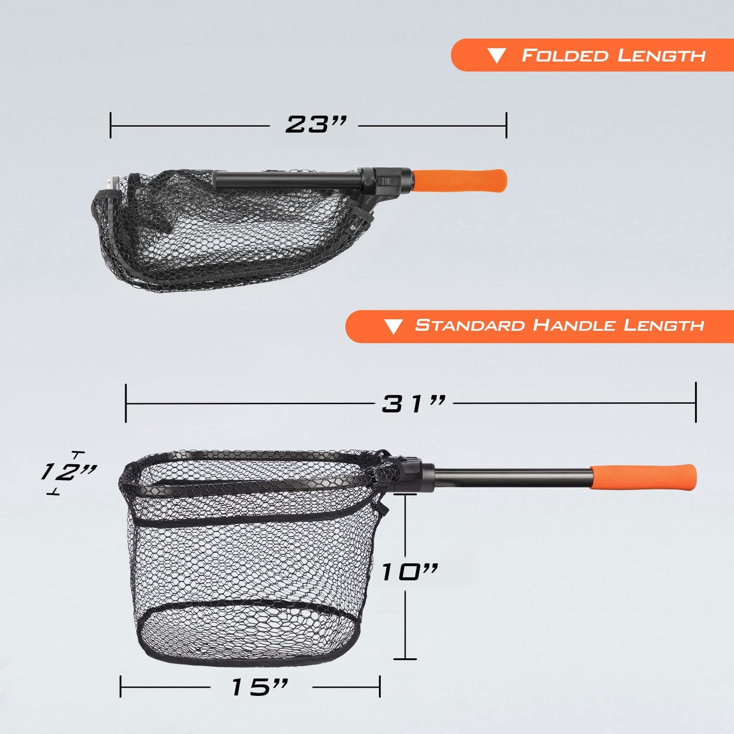 KastKing Brutus Fishing Net, Foldable Extendable Fish Landing Net, Lightweight & Portable Fishing Net with Soft EVA Foam Handle, Holds up to 44lbs/20KG, Fish-Friendly Mesh for a Safe Release