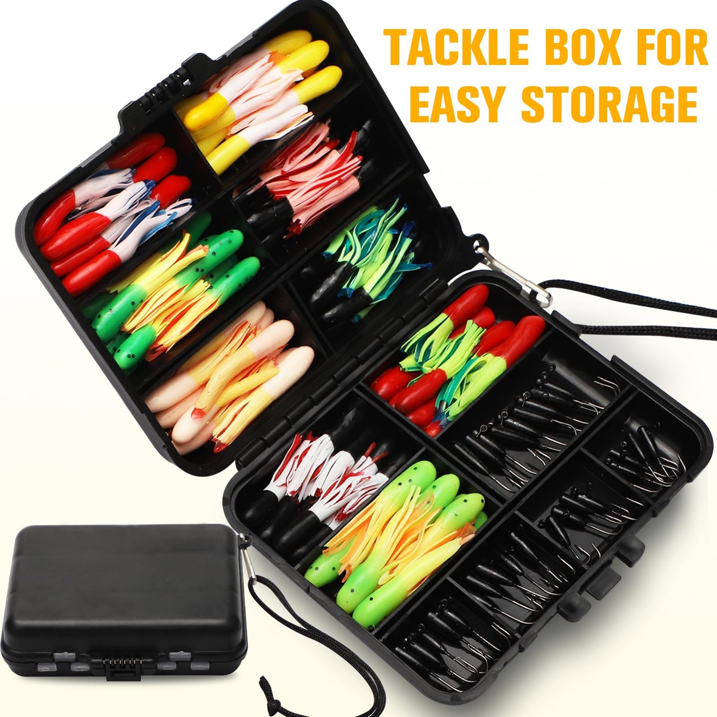 Dovesun Crappie Lures with Jig Heads Kit, Soft Plastic Grubs-Tube Baits 1/8oz 1/16oz 1/32oz Crappie Jigs Walleye Trout Bass Crappie Baits 95-120pcs