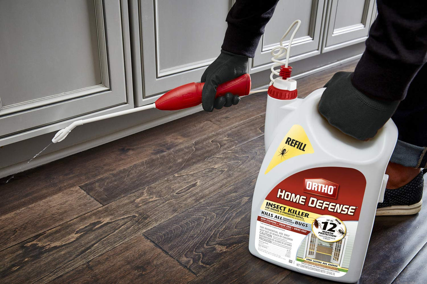Ortho Home Defense Insect Killer for Indoor & Perimeter2 - With Comfort Wand, Long-Lasting Control, Kills Ants, Cockroaches, Spiders, Fleas & Ticks, Non-Staining, Odor Free, 1.1 gal., 2-Pack