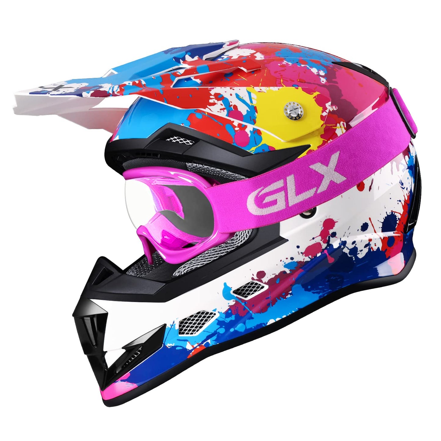 GLX GX623 Youth ATV/Dirt Bike Helmet Combo - Retro Green, Large - DOT