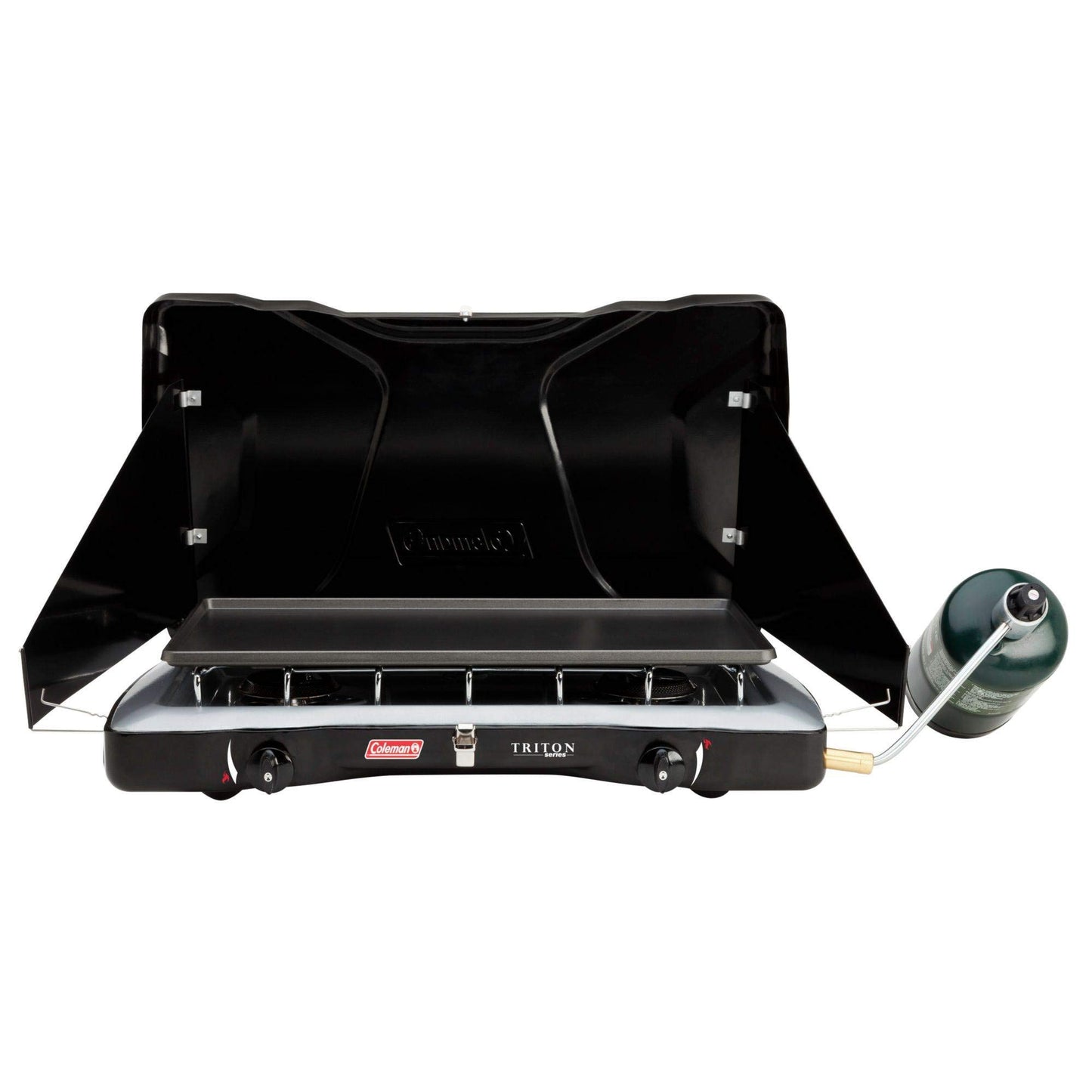 Coleman Triton 2-Burner Propane Camping Stove, Portable Camping Grill/Stove with Adjustable Burners, Wind Guards, Heavy-Duty Latch & Handle, 22,000 Total BTUs of Power for Camping, Tailgating, BBQ