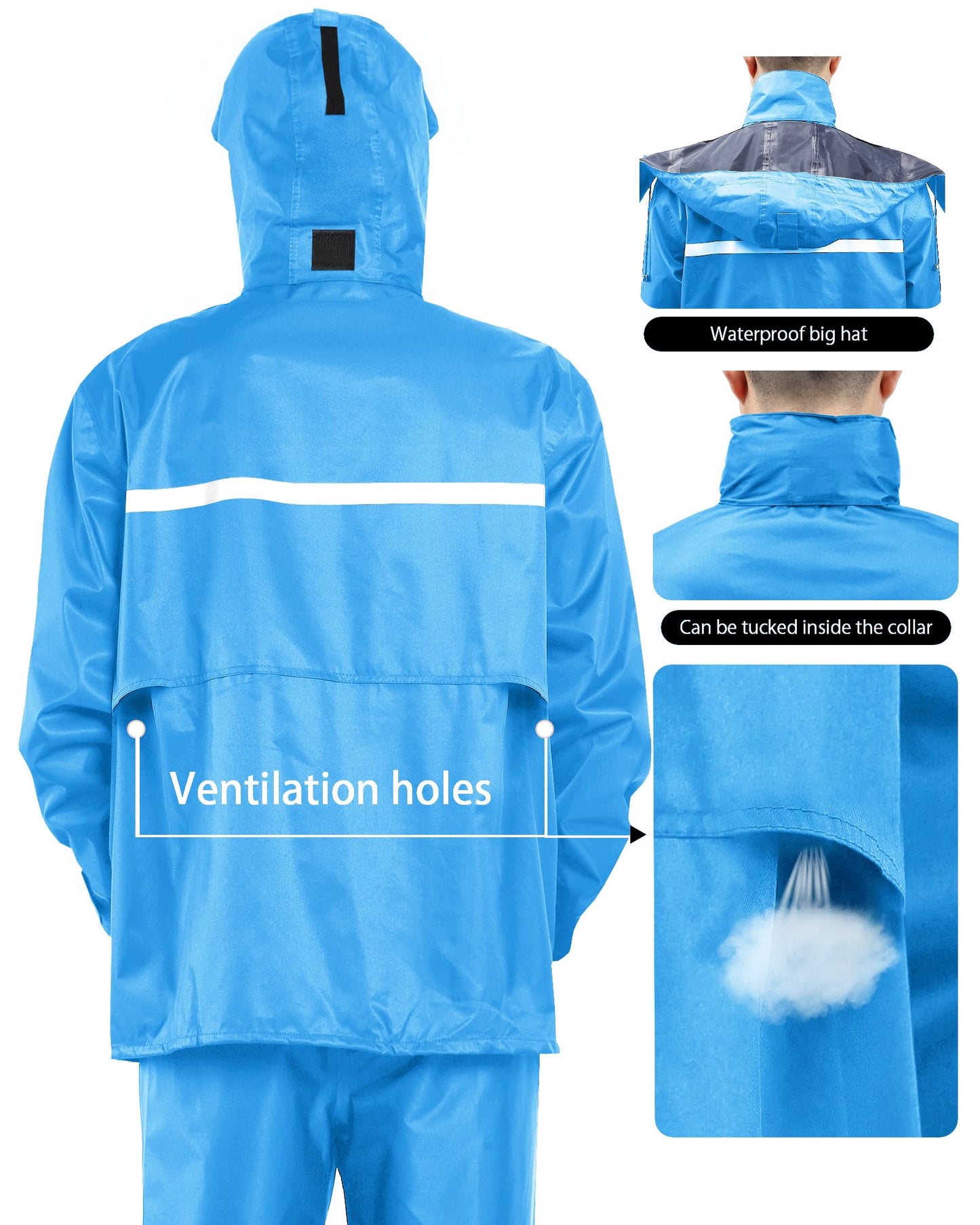 iCreek Rain Suit Waterproof Jacket and Trouser Suit Raincoat for Men and Women Outdoor All-Sport Breathable Anti-storm