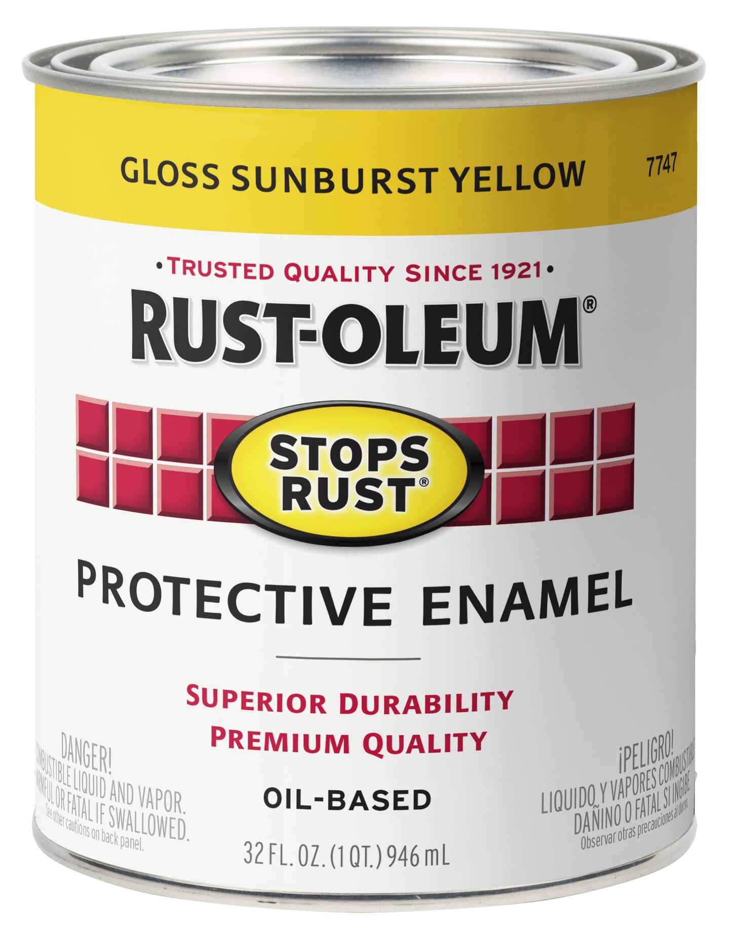 Rust-Oleum 7779502 Stops Rust Brush On Paint, Quart, Gloss Black, 32 Fl Oz (Pack of 1)