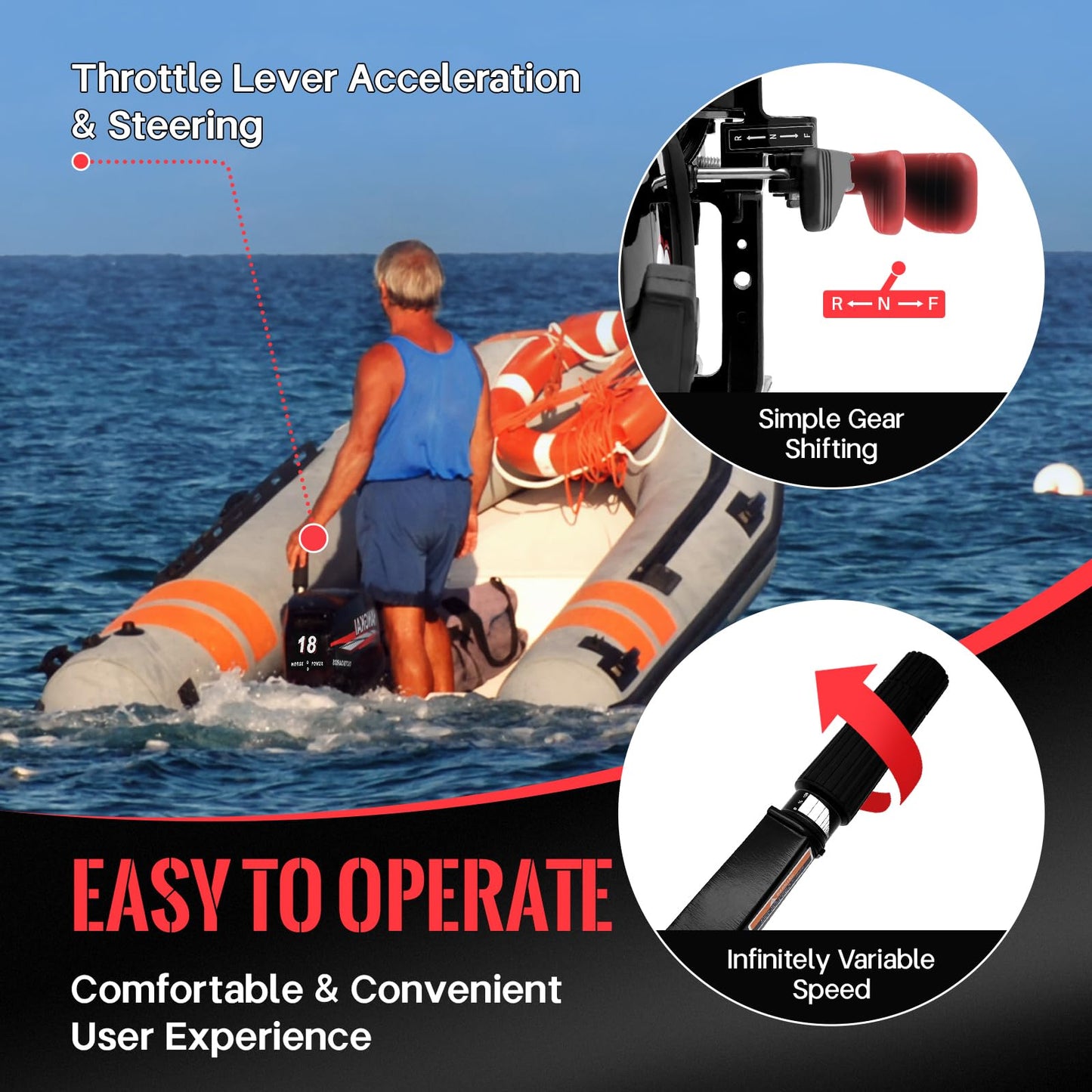COFECO Hangkai 18HP Outboard Motor, 2 Stroke 246CC Heavy Duty Fishing Boat Engine Water Cooling with CDI Ignition System, 4500-5500RPM (Short Shaft)