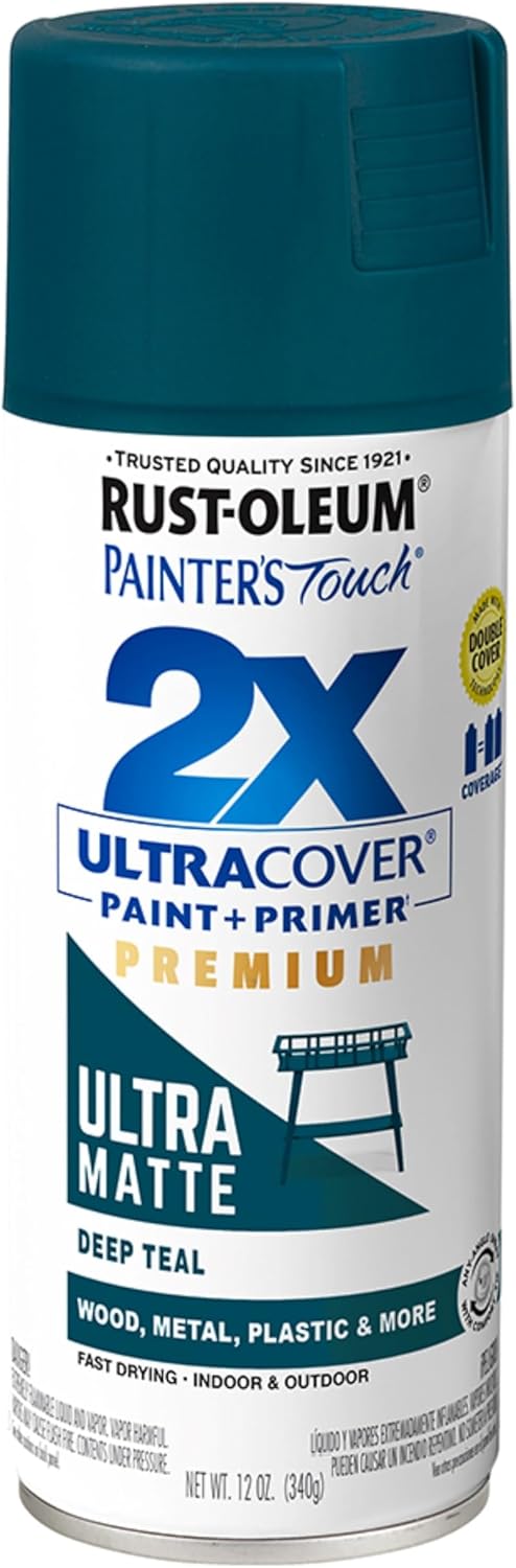 Rust-Oleum 331182 Painter's Touch 2X Ultra Cover Spray Paint, 12 oz, Ultra Matte Black