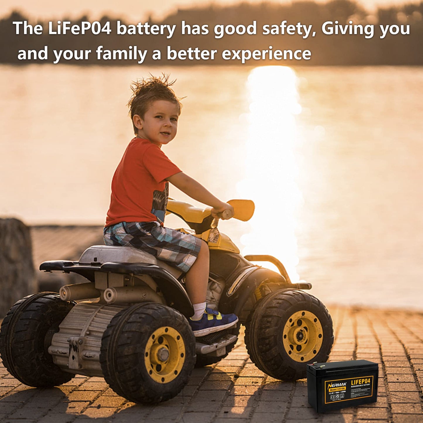 12V 10Ah Lithium LiFePO4 Deep Cycle Battery, 2000+ Cycles Rechargeable Battery for Solar/Wind Power, Small UPS, Lighting, Power Wheels, Fish Finder and More, Built-in 10A BMS