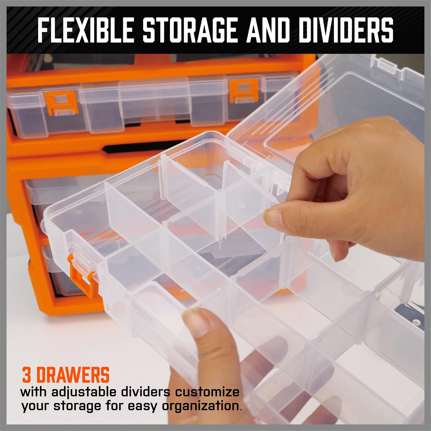 HORUSDY Wall Mounted Storage Bins Parts Rack 30PC Organizer Garage Plastic Shop Tool for Men's Gift, Blue,Orange,Red