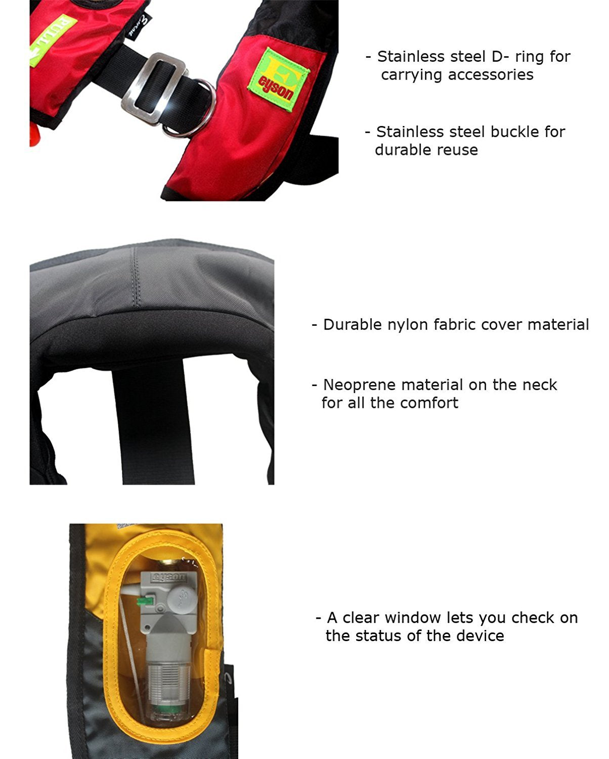 Eyson Inflatable Life Jacket Life Vest Highly Visible Automatic