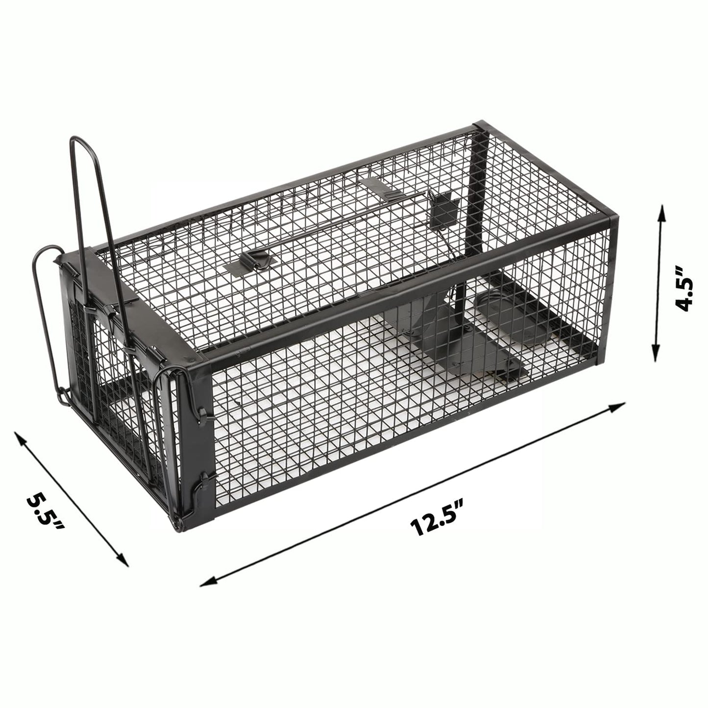2-Pack Rat Traps Humane Live Mouse Vole Chipmunk Trap Cage for Indoors and Outdoors (Black)
