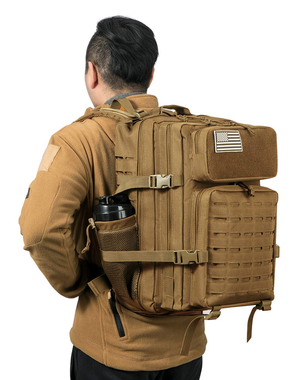 QT&QY 25L/35L/45L Military Tactical Backpack For Men Molle Daypack 3 Day Bug Out Bag Hiking Rucksack With Bottle Holder