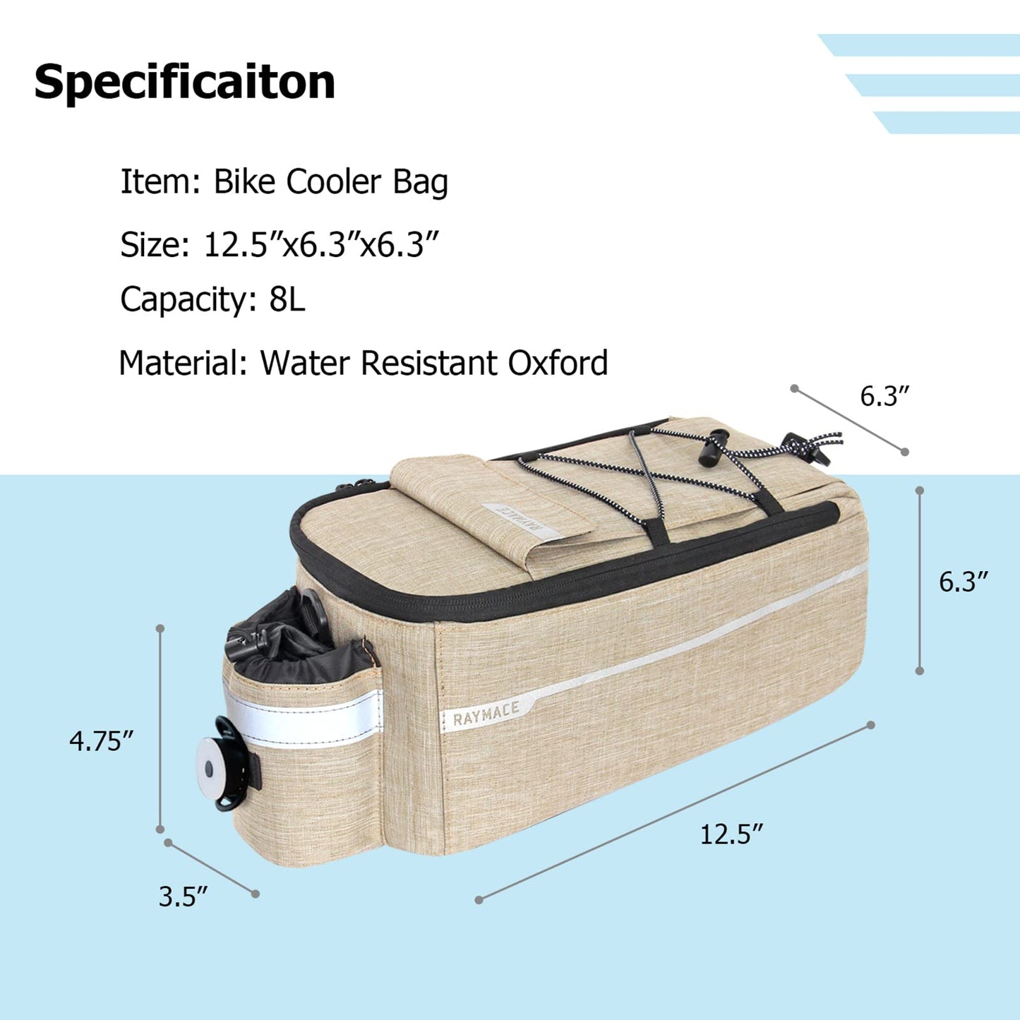 RAYMACE Bike Rear Rack Bag with Tail Light, Bike Truck Cooler Bag for Warm or Cold Items