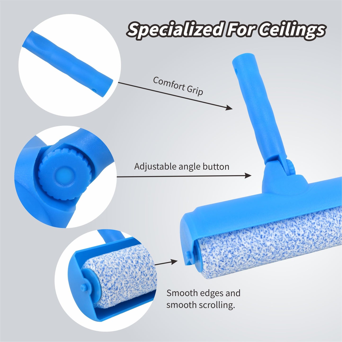10 Inch Ceiling Paint Roller with Shield Roller and Shield with Adjustable Head Ceiling Paint Roller No DripRoller Without Splatter Paint Brush for Painting Ceilings Walls(EL01152)