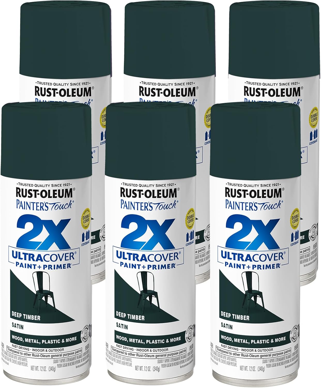 Rust-Oleum 331182 Painter's Touch 2X Ultra Cover Spray Paint, 12 oz, Ultra Matte Black