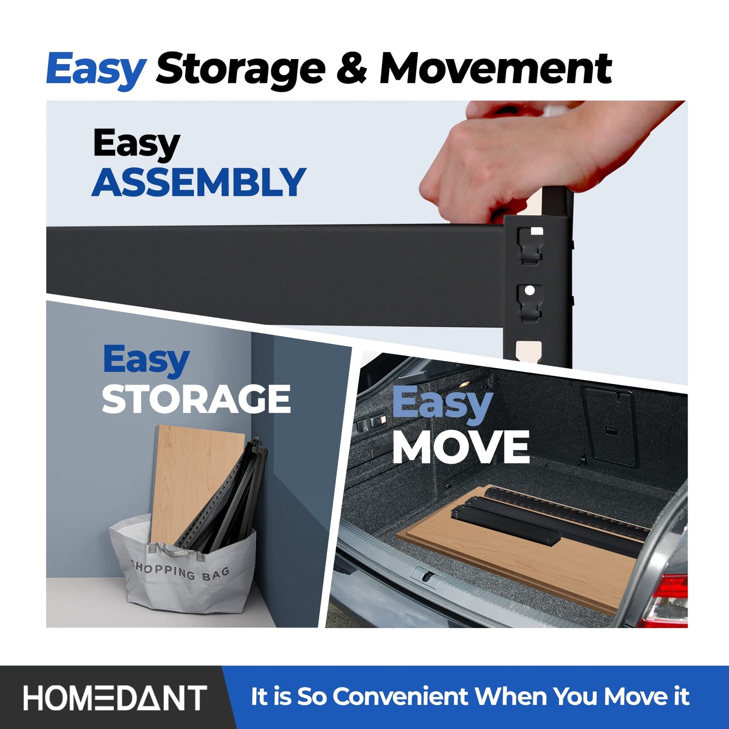 HOMEDANT 5 Tier Laminated Boltless Heavy Duty Garage Storage Adjustable Wide Size Metal Shelving Unit Utility Rack Shelves Organization Multipurpose Shelf Shed Warehouse 47.7"W x 24.1"D x 71.3"H 2Pack