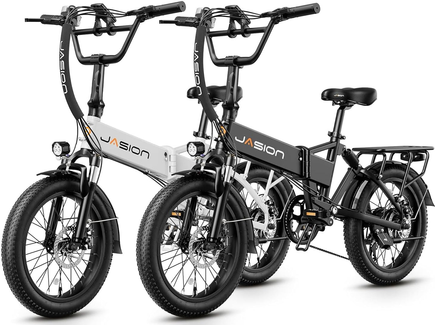 Jasion EB7 2.0 Electric Bike for Adults, 1200W Peak Motor 28MPH Max Speed Folding Ebike, 48V 10AH Removable Battery, 20" Fat Tire with Dual Suspension, 7-Speed Electric Bicycles, UL Certifiled