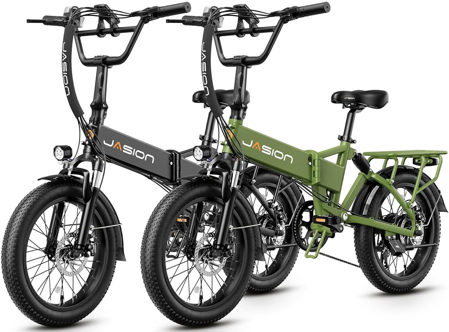 Jasion EB7 2.0 Electric Bike for Adults, 1200W Peak Motor 28MPH Max Speed Folding Ebike, 48V 10AH Removable Battery, 20" Fat Tire with Dual Suspension, 7-Speed Electric Bicycles, UL Certifiled
