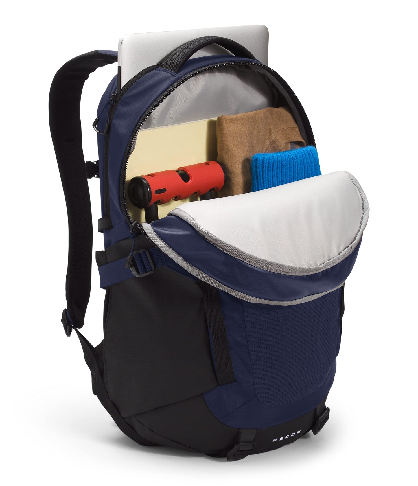 THE NORTH FACE Recon Everyday Laptop Backpack | Daypack with Water Repellent Finish, 16" Laptop Sleeve, 2 Water Bottle Pockets, TNF Black/TNF Black-NPF, One Size