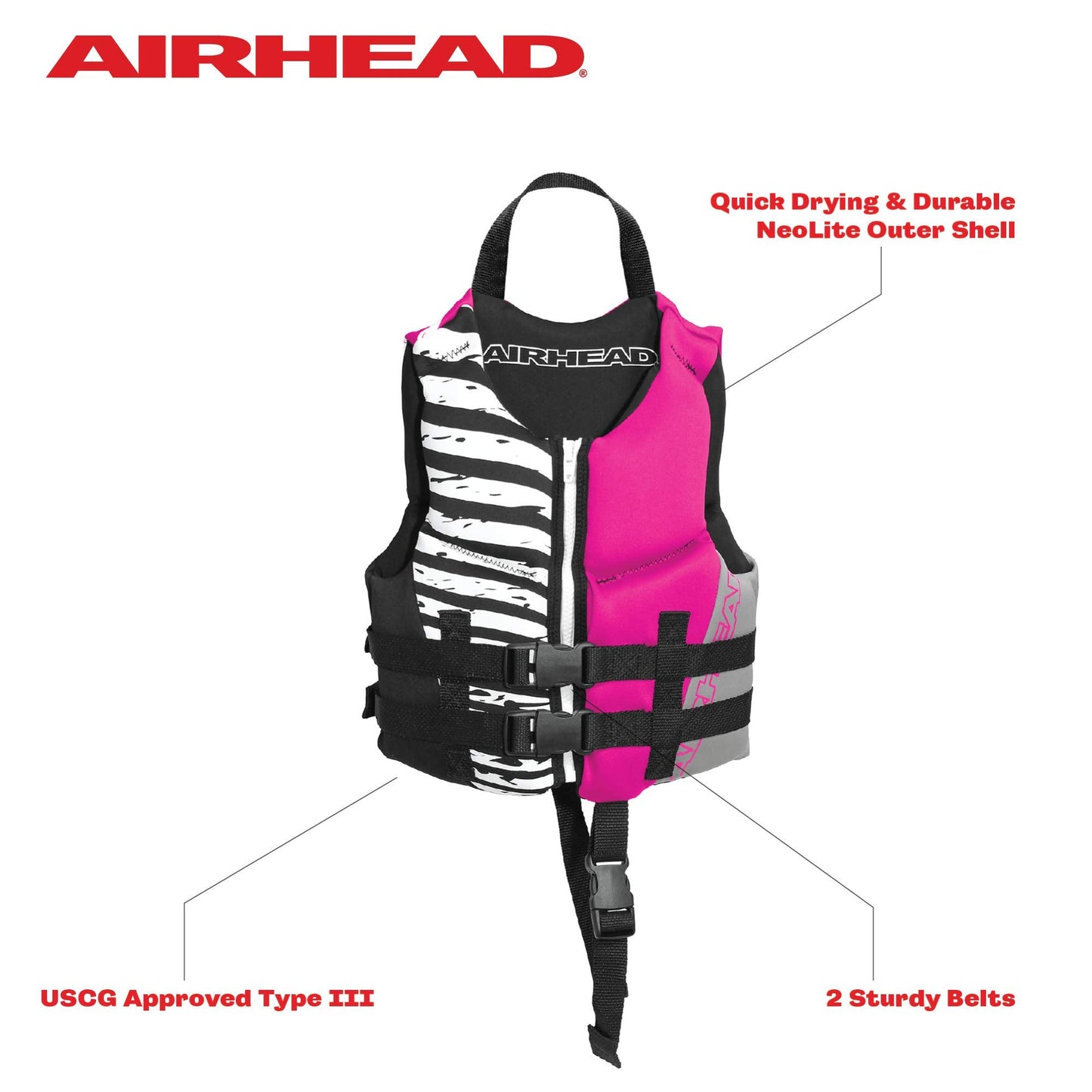 Airhead Wicked Kwik-Dry NeoLite Flex Lift Jacket | US Coast Guard Approved, Designed for Water Sports, Multiple Sizes