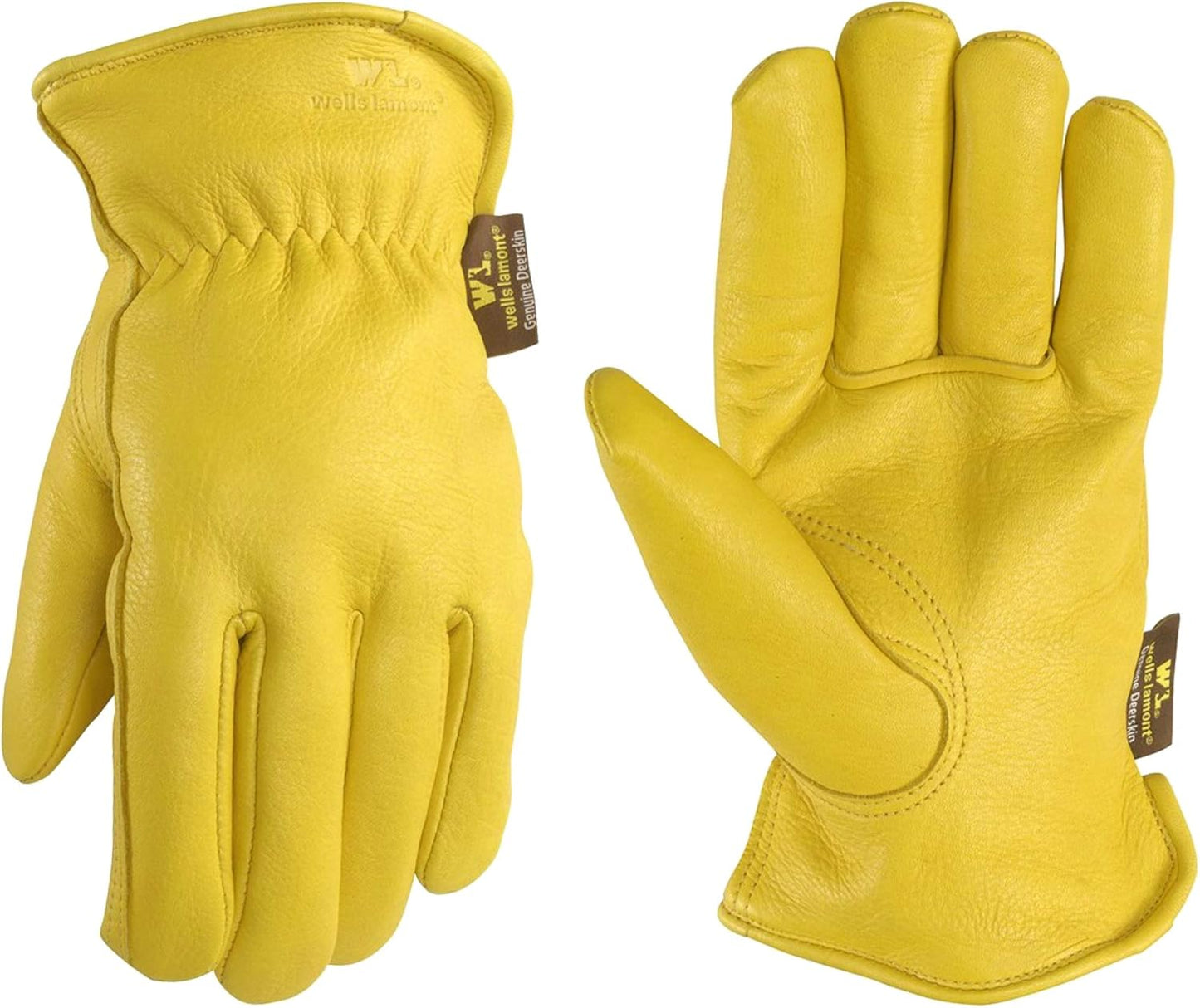 Men's Deerskin Winter Work Gloves,100-gram Thinsulate Insulation, Fleece-Lined, X-Large (Wells Lamont 963XL), Saddletan