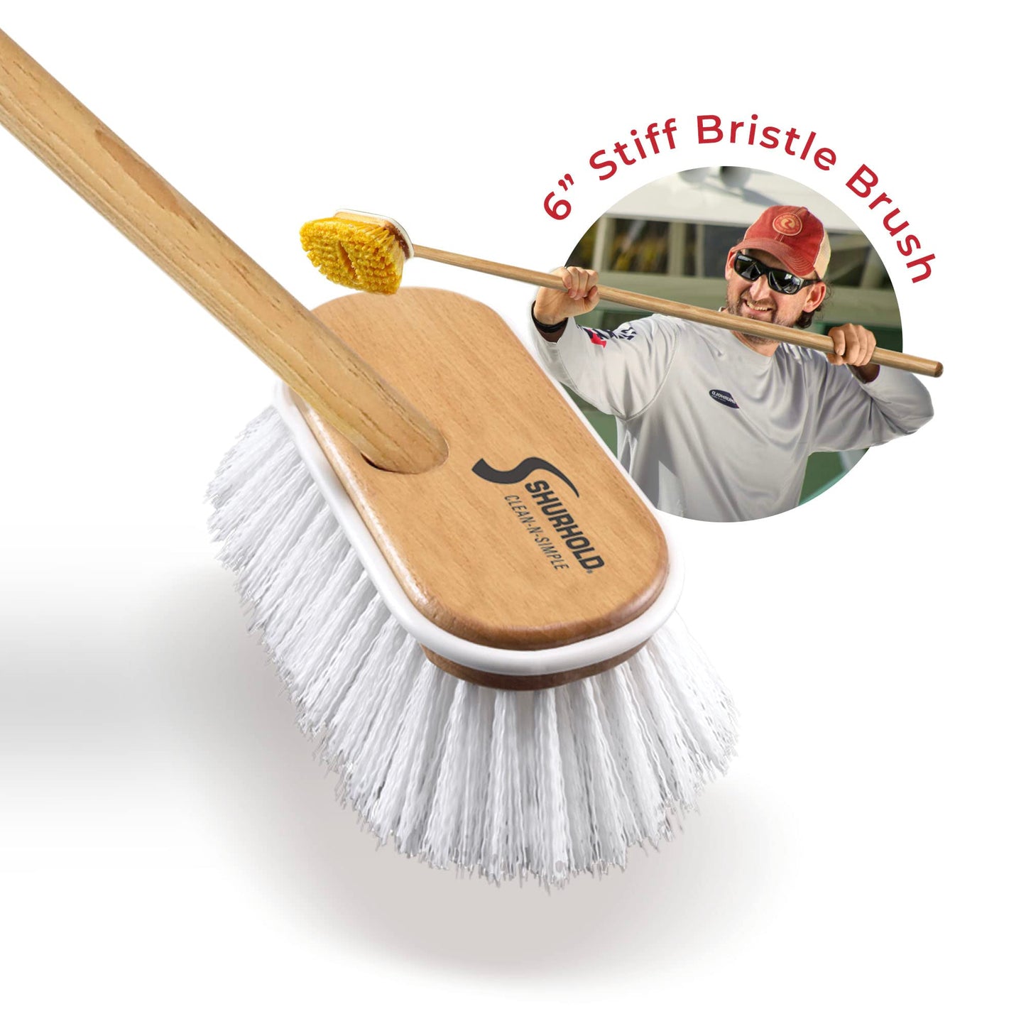 Shurhold 1960 Marine Mate 6 Inch Soft Bristle Brush with 48 Inch Handle