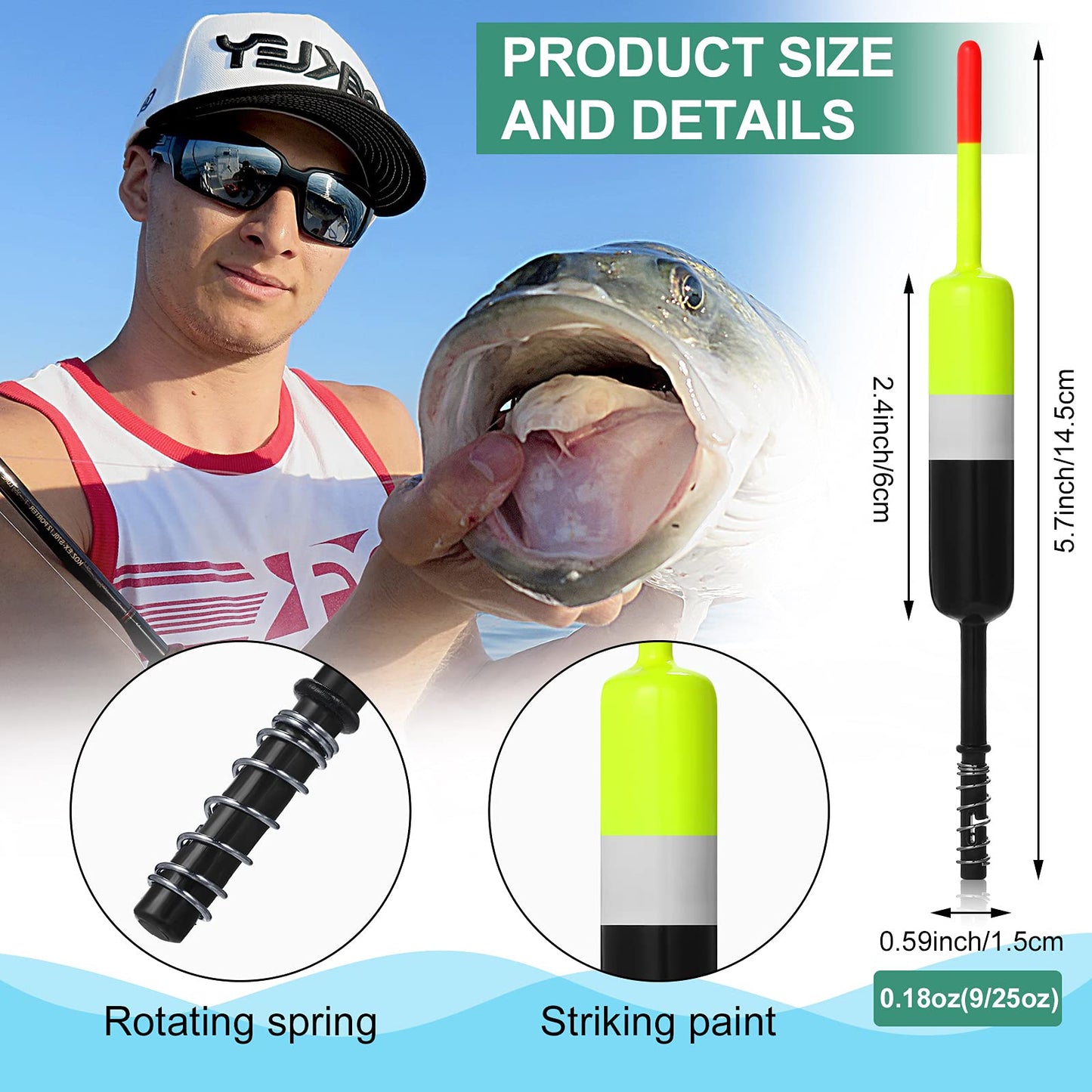 10 Pieces Fishing Bobbers Fishing Floats and Bobbers Fishing Floaters Crappie Bobbers Spring Slip Bobbers Fishing Float Accessories for Fishing