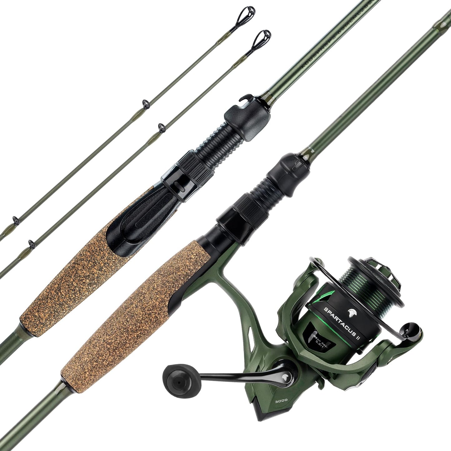 KastKing Spartacus II Twin-Tip Fishing Rod and Reel Combo, Spinning & Casting Combo, Fishing Poles and Reels Combo, KastFlex IM6 Graphite Blanks, 2-Piece Rods with Extra Tips