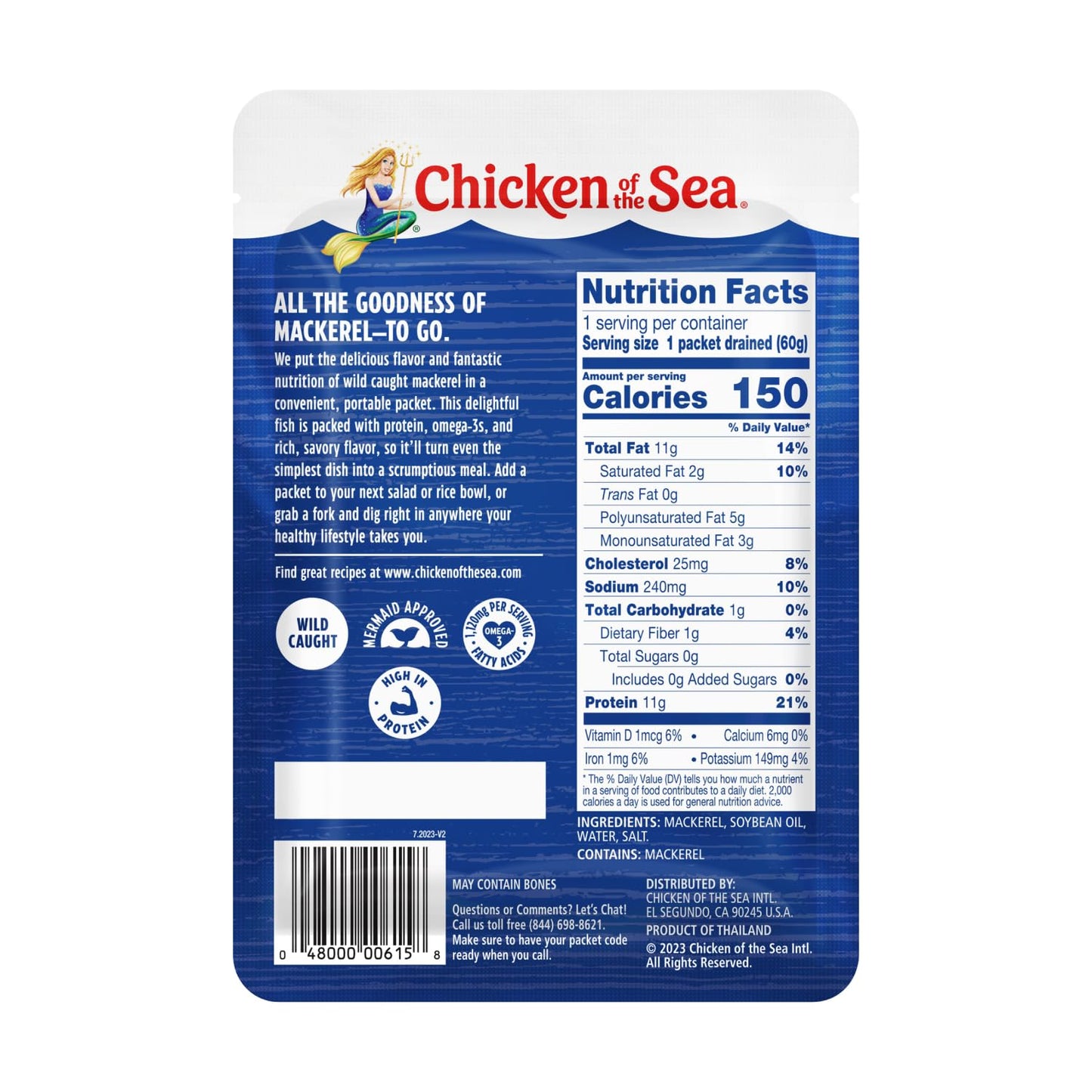 Chicken of the Sea Chub Mackerel in Brine, 15 Ounce Cans (Pack of 12), Nutrient Rich, Wild Caught Canned Mackerel