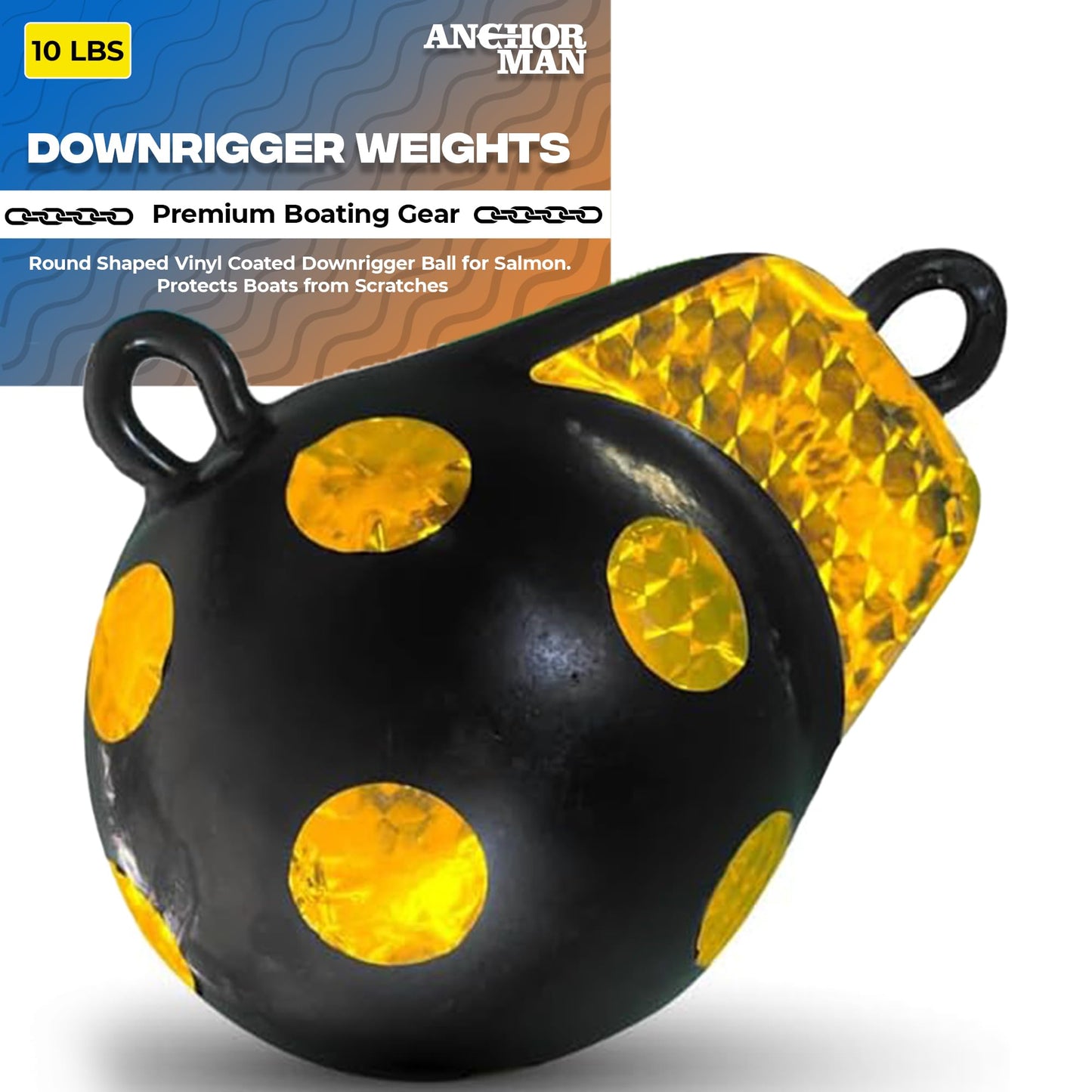 Anchor-Man Downrigger Weights, Vinyl Coated Downrigger Ball for Fishing Boats, Stable Keel Precision Control & Attracts Fish Easy Retrieval