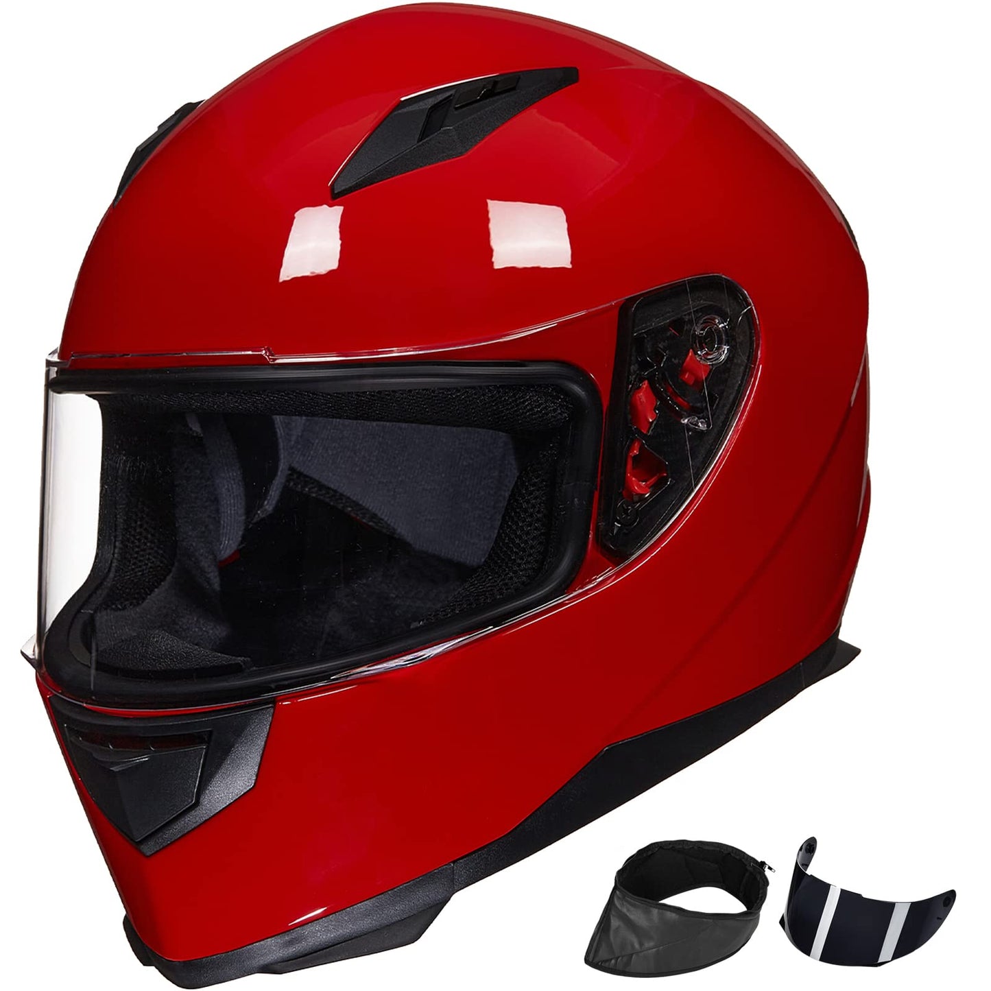 ILM Full Face Motorcycle Street Bike Helmet with Removable Winter Neck Scarf + 2 Visors DOT Model-JK313