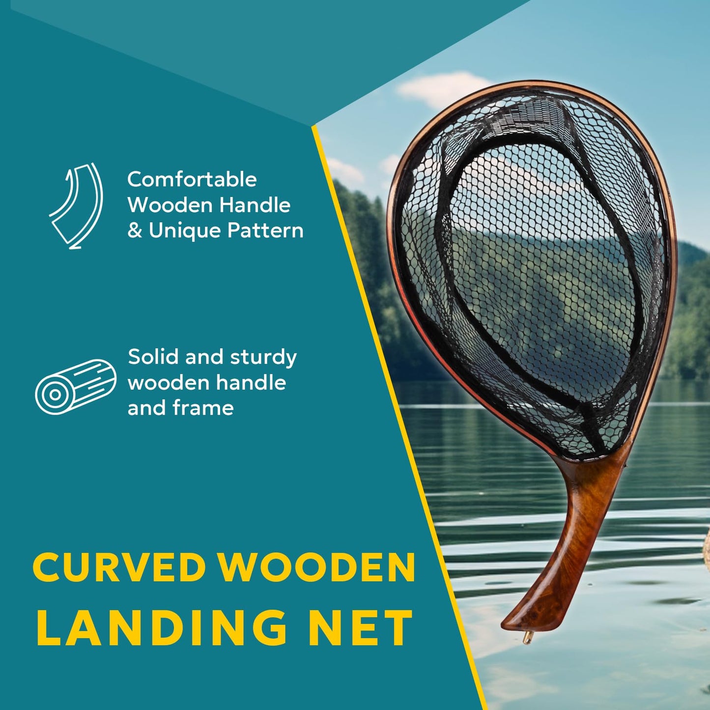SF Fly Fishing Landing Net Soft Rubber Mesh Trout Net Catch and Release Net