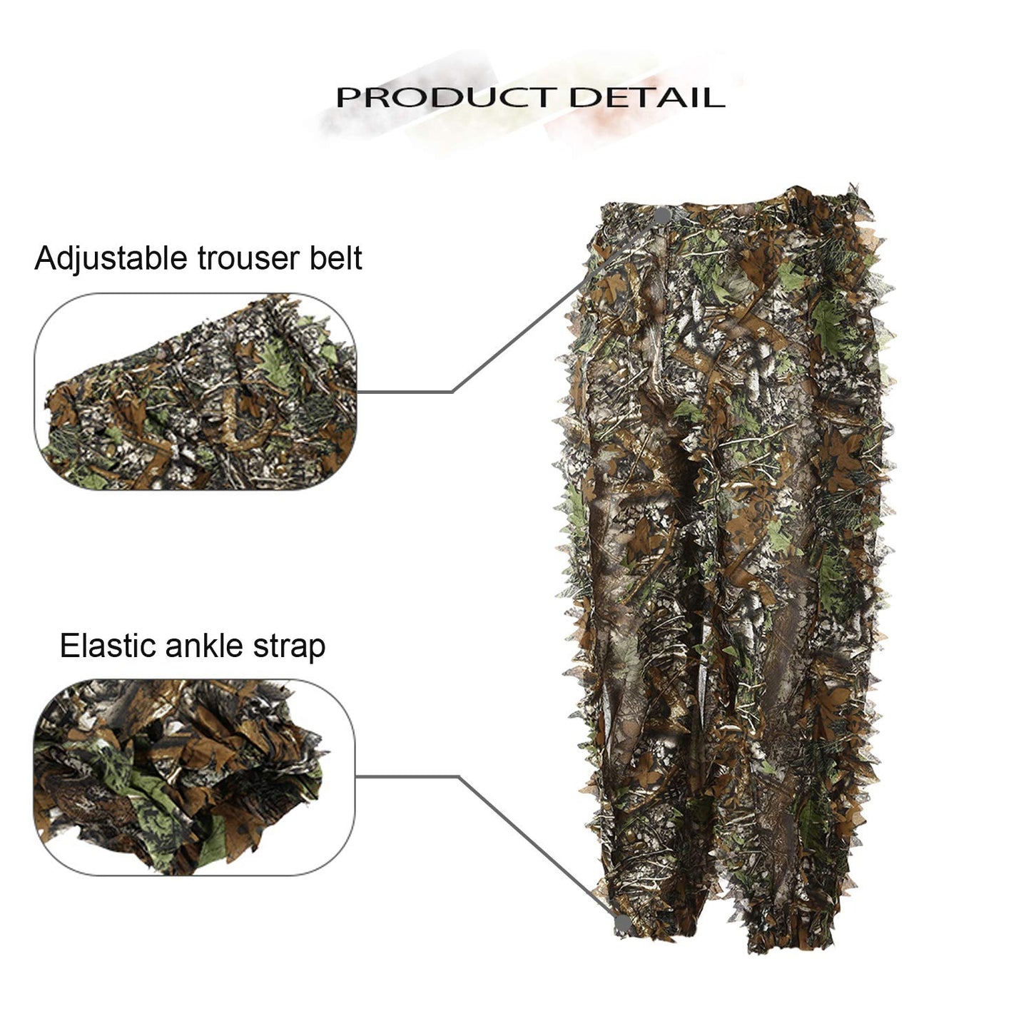 EAmber Ghillie Suit Gilly Hunting Suits Pants 3D Leaf Camo Camouflage Coveralls Youth Adult Lightweight Clothes