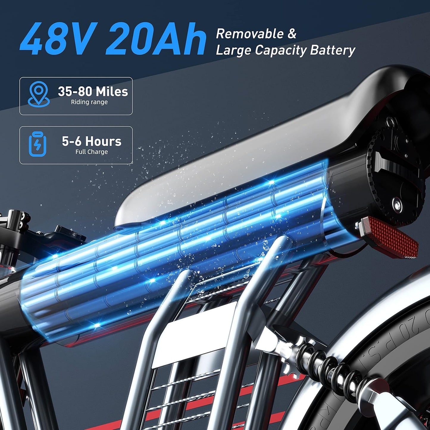 Ebike with 1200W Brushless Motor,Removable 48V 20Ah Battery,UP to 32MPH,Electric Mountain Bike with 20" Fat Tire with Front/Rear Turn Signals for Men Women,Travel Bag