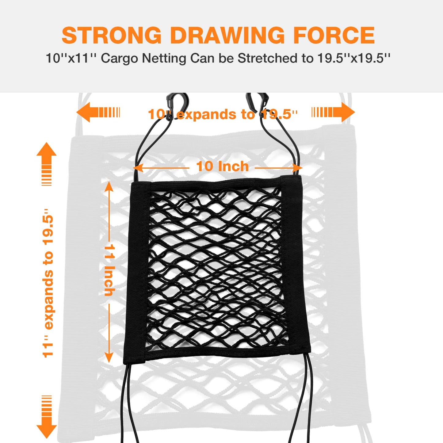 Upgrade Cargo Net for Motorcycle Helmet Storage, 10"X11" High-Elastic Double Layer Bungee Net with 4 Strong Hooks, Luggage Strap Rack Expansion Organizer Net Pocket for Motorbike Trike Cycle