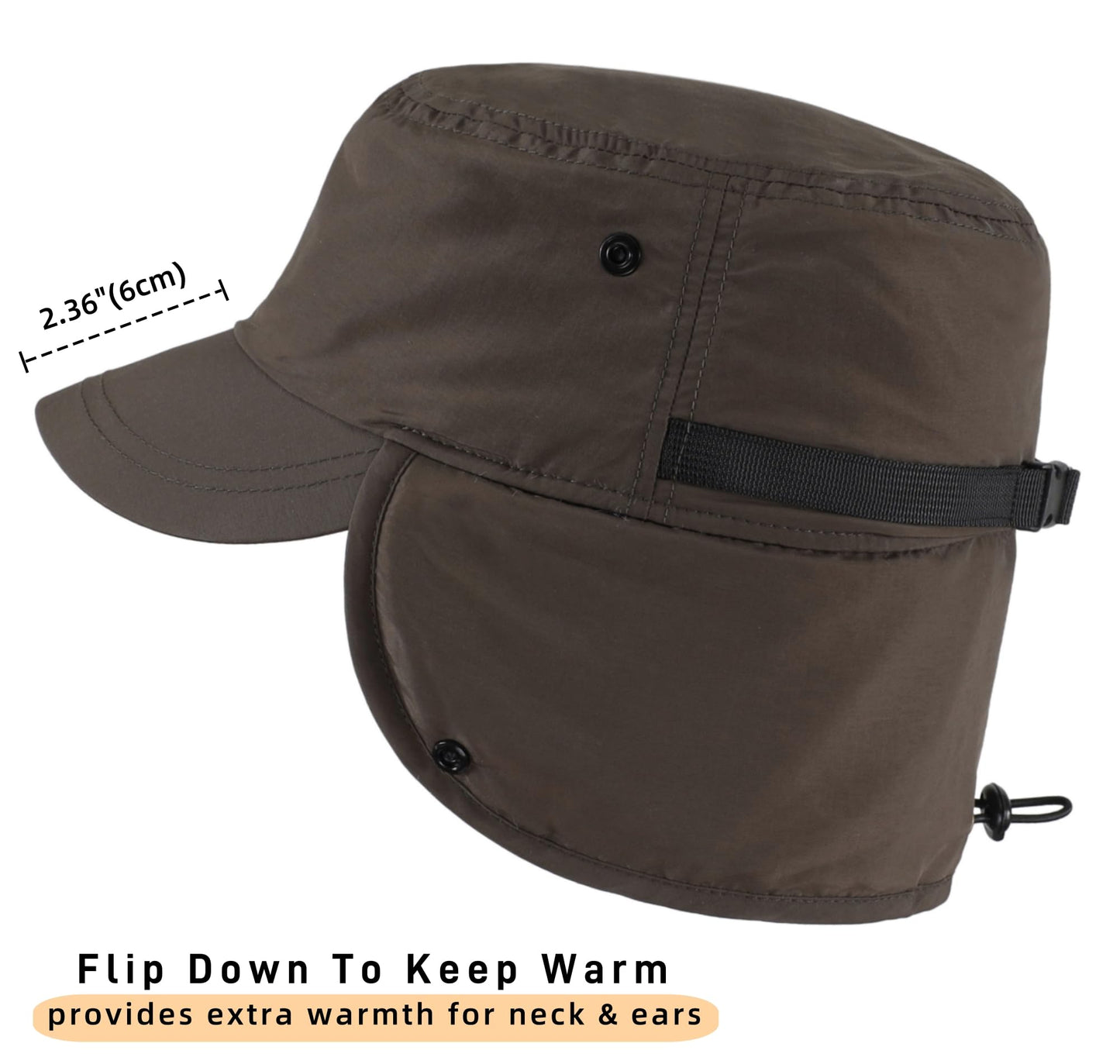 Connectyle Men's Winter Hat with Visor Warm Earflaps Hat Fully Lined Faux Fur Baseball Cap Trapper Hunting Hats