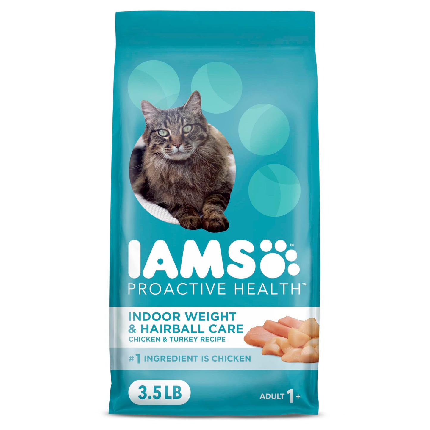 IAMS Proactive Health Indoor Weight Control & Hairball Care Adult Dry Cat Food, Chicken & Turkey Recipe, 22 lb. Bag